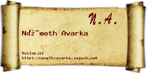 Németh Avarka névjegykártya